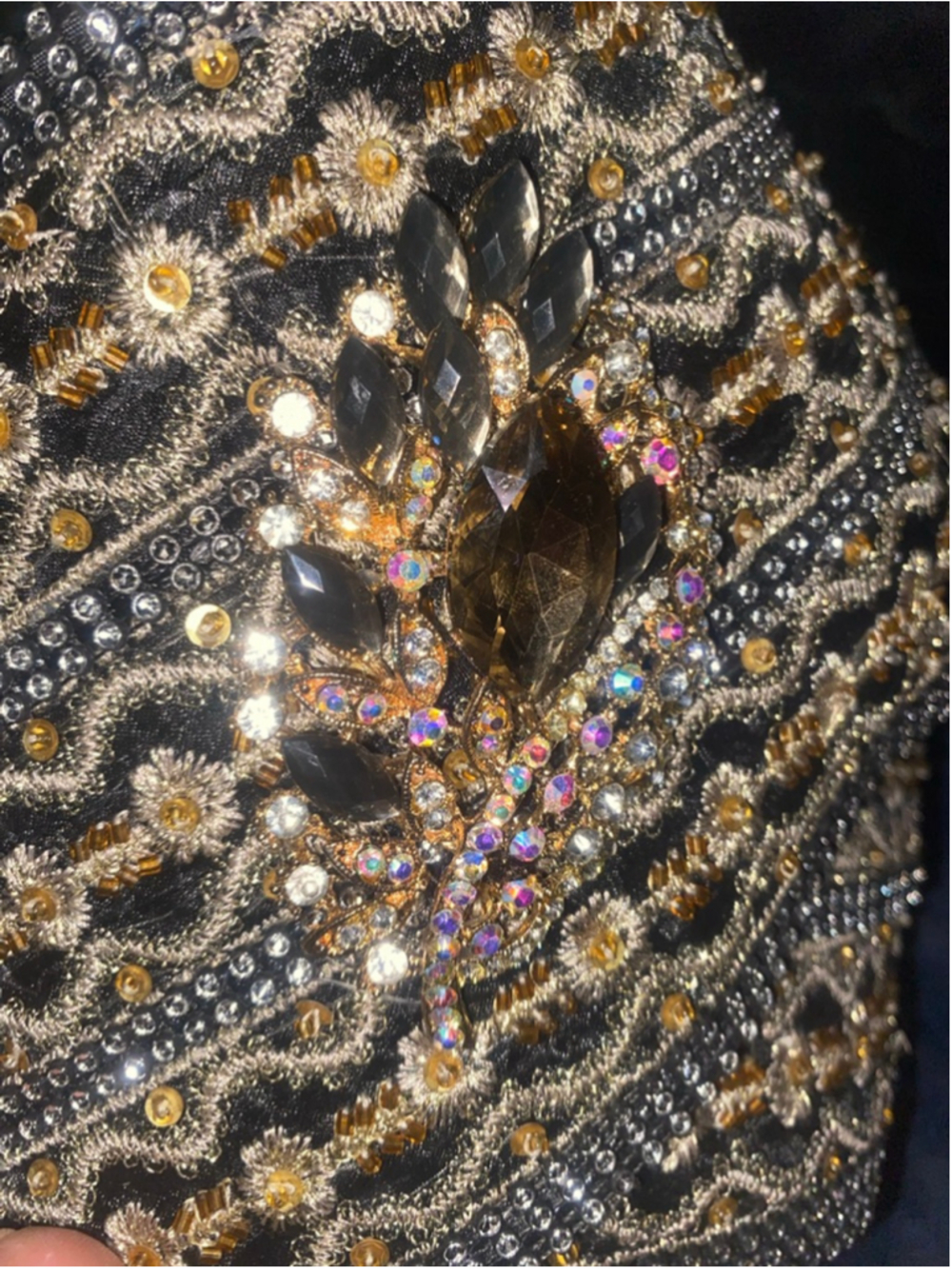 Women's Whittall & Shon Black & Gold Embellished Hat, One Size - Picture 11 of 11